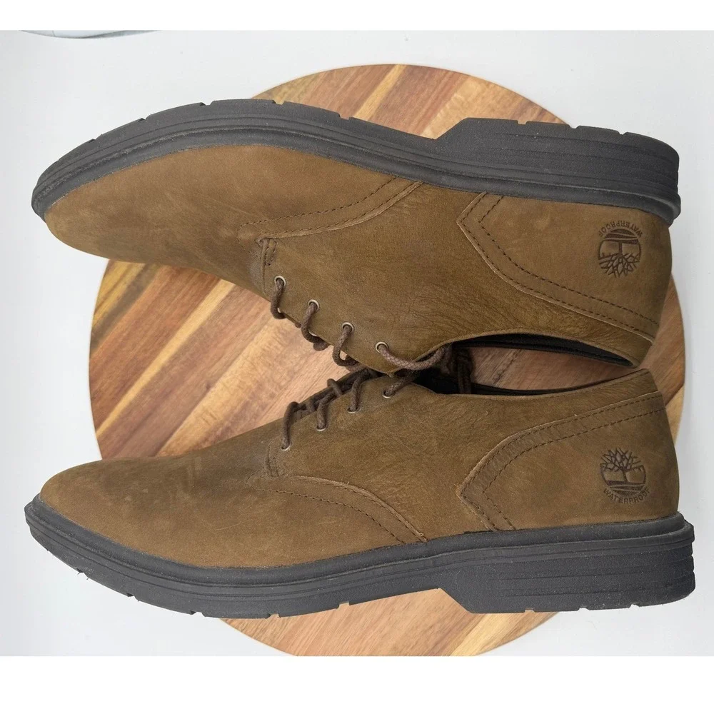 Timberland Sutherlin Bay Waterproof Oxford Men's Size 10‎ 1/2 Brown Leather 0339
